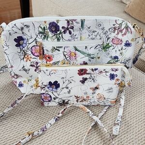 Floral White Crossbody Bag Set, NWOT